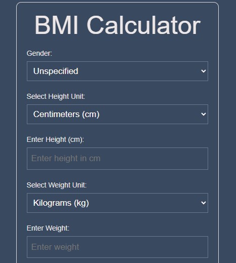 BMI Calculator for All Units