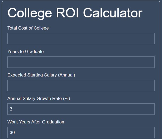 College Degree ROI Calculator