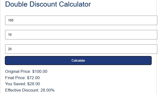 double discount calculator with example