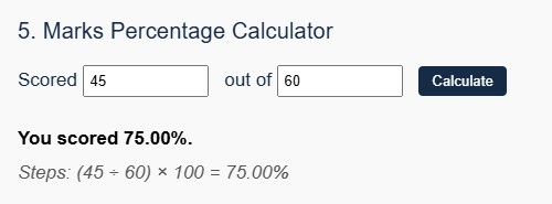 marks percentage calculator
