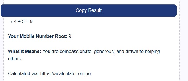 mobile number numerology calculator example number 2
